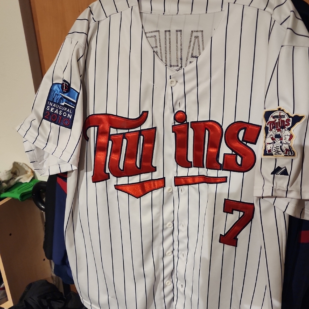 Majestic White and Red Twins Jersey